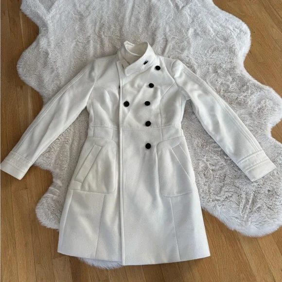 Zara white peacoat size S: Bust 36”, sleeve length 18”, shoulder to hem 34”. - Picture 8 of 11